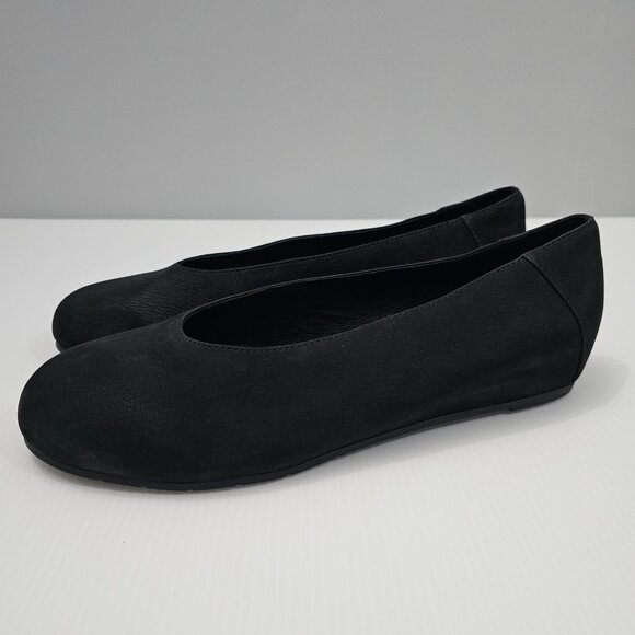 NEW Eileen Fisher Una 2 Flat Slip On Ballet Hidden Wedge Black Suede Size 8 - Picture 1 of 13